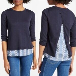 Boden - Women’s Navy Blue Split Back Top Pullover Size M
